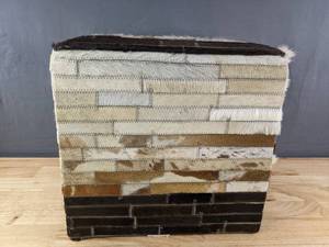 lot 20 image: Home & Manor International 16 Cowhide Pouf Ottoman E