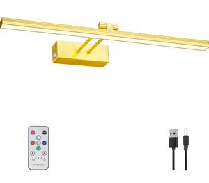 lot 166 image: Brand New FUNCHDAY Picture Light 20 Battery Picture Light for Wall 5000mAh Wireless Remote Painting Light with Timer and Dimmable Metal Art Light Brass $39.99 Retail B