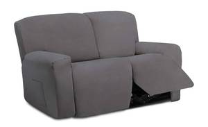 lot 169 image: Brand New Easy-Going 6 Pieces Microfiber Stretch Sectional Recliner Sofa Slipcover Soft Fitted Fleece 2 Seats Couch Cover Washable Furniture Protector with Elasticity for Kids Recliner Loveseat Gray $49.99 Retail B