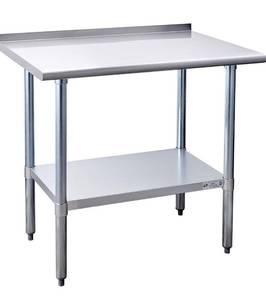 lot 175 image: New Hally Stainless Steel Table for Prep & Work 24 x 36 Commercial Heavy Duty Table with Undershelf and Backsplash for Restaurant, Home and Hotel $149.99 Retail B
