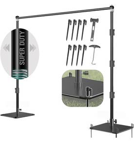 lot 179 image: Julius Studio Super Heavy Duty 10 x 10 ft. Backdrop Stand Flat Leg with Ground Mount Stake Pins B