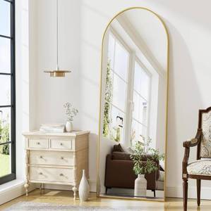 lot 180 image: Brand New Arched 56 x 20 Full Length Floor Mirror with Aluminum Alloy Frame Gold $79.99 Retail B