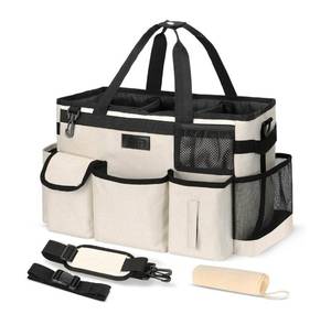 lot 182 image: New Cleaning Caddy Housekeeping Tote Organizer with Handle 15 x 8 x 10.5 Beige $39.97 Retail B