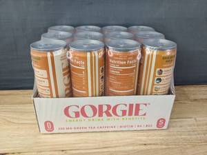 lot 98 image: 12 Pack of Gorgie Green Tea Sugar Free Natural Energy Drink Orange Twist Flavor N