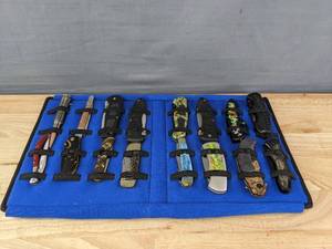 lot 45 image: 16 Assorted Pocket Knives With Storage Case K