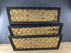 lot 44 image: Set of 3 Wood & Wicker Planter Boxes B