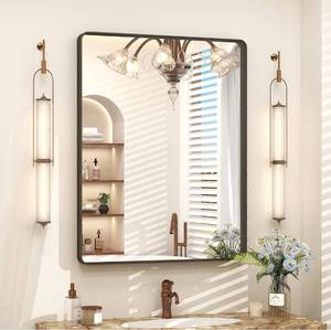 lot 162 image: Brand New Tokeshimi 24 x 32 Rectangle Brushed Bronze Framed Bathroom Metal Vanity Mirror $99.99 Retail B