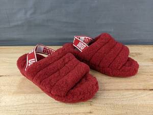 lot 46 image: Ugg Fluff Yeah Slide Sandals Womens Size 7 Red E