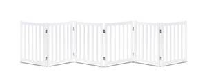 lot 62 image: Brand New 24 High Foldable 6-Panel Extra-Wide Freestanding Wooden Dog Gate White $124.65 Retail B