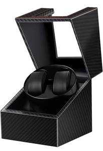 lot 92 image: Brand New 2 Watch Winder Box for Automatic Watches, Black Carbon Fiber B