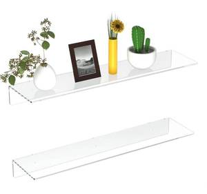 lot 192 image: NewFEMELI 2 PCS 24 Acrylic Floating Shelves, Clear Wall Display $36.99 Retail B