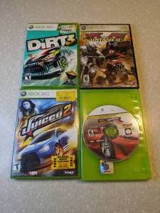 lot 455 image: 4 Total XBOX 360 Dirt 3 MX vs ATV Untamed Juiced 2 Hot Import Nights PDR Project Gotham Racing 3 R