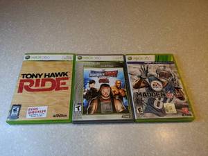 lot 458 image: 3 Total XBOX 360 Tony Hawk Ride Smack Down vs Raw 2008 Madden NFL 13 R