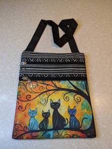 lot 462 image: New Cross Body Bag Purse Four Cats Print  Yellow Blue Orange P