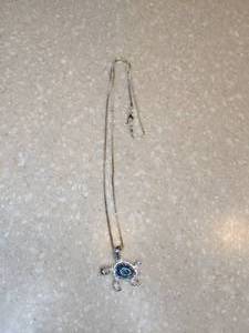 lot 432 image: New Blue Enamel Turtle Pendant Necklace P
