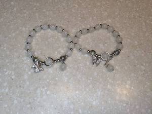 lot 433 image: Two New Grey Moonlight Glass Beaded Cats Eye Bracelets P