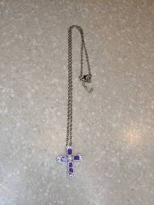 lot 435 image: New Purple Inlaid Cross Pendant Necklace Alloy P