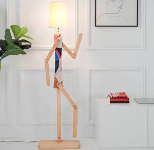lot 211 image: New Lamfurart Unique Tall Art Style Wooden Large Floor Lamp Pink B