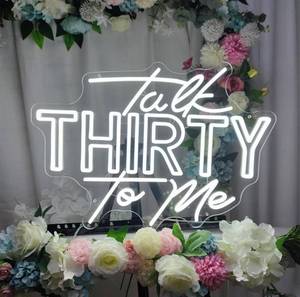 lot 212 image: Talk Thirty To Me Neon Sign 23.62 Neon Sign for Wall Dcor Happy Birthday Neon Sign for Bedroom Wall with Dimmable Switch B