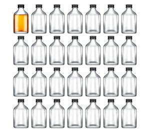 lot 217 image: Brand New Patelai 48 Pcs Clear Glass Bottles with Caps Mini Glass Flask Liquor Bottles Empty Alcohol Shot Bottling DIY 100ml3.4Oz. B