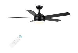 lot 224 image: New 52 Inch Black Ceiling Fan with Light and Remote Control. Dimmable 3 Color Temperatures LED Ceiling Fan $129.99 Retail B