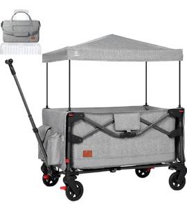 lot 227 image: Brand New EVER ADVANCED Foldable into Bag Travel Wagon Stroller for 2 Kids & Cargo Airplane Gray $279.99 Retail B