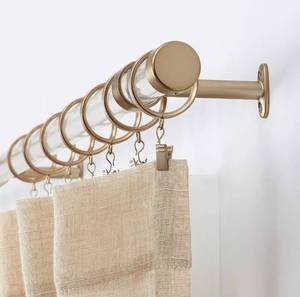 lot 232 image: MODE Acrylic Collection 1 18 Diameter Curtain Rod Set with End Cap Finials and Luxe Clear Acrylic Wall Mounted Fixed Length Curtain Rod B
