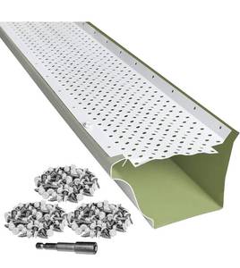 lot 233 image: Brand New LeafTek Gutter Guards for Leaves - White, 5 x 100 - Heavy-Duty Aluminum Protection System with Vented Raised Ridge Edge $174.84 Retail B