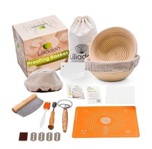 lot 243 image: New Sourdough Bread Baking Supplies Starter Kit Set with 2 Baskets B