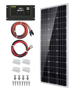 lot 244 image: New Topsolar Solar Panel Kit 100 Watt 12 Volt Monocrystalline Off Grid System for Homes, RV, Boat $89.99 Retail B