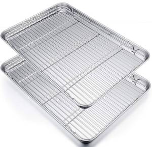 lot 248 image: P&P CHEF Extra-Large Stainless-Steel Baking Sheet and Cooking Rack Set B