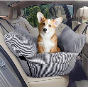 lot 255 image: Brand New 2 in 1 Dog Car Seat BedCarrier for Medium Pets in Navy Blue Stripes B