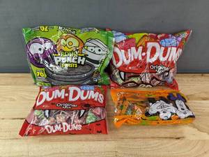 lot 19B image: 4 New Bags of Candy - Dum Dums, Disney Gummies, Sour Punch Twists D