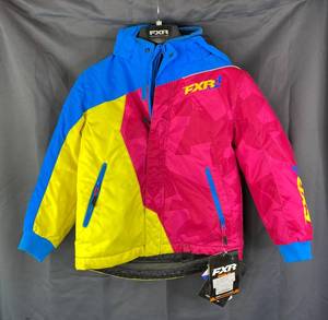 lot 231F image: Brand New FXR Vertical Jacket Childrens Size 8 Blue Yellow Fuchsia G