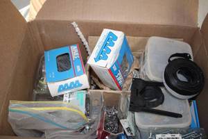 lot 24 image: Mixed Lot of Hardware Supplies including Nails, Screws, and Accessories