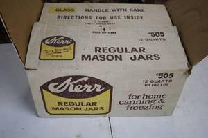 lot 64 image: Set of 12 Kerr Regular Mason Jars for Canning and Freezing