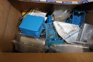 lot 69 image: Box of Electrical Supplies and Components - Various Items