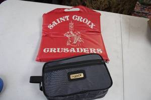 lot 115 image: Vintage Saint Croix Crusaders Red Swimming Pool Float and The Jock Storage Bag