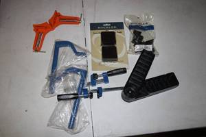 lot 147 image: Woodworking Clamp Accessories Set Including C-Clamps and Bench Dogs