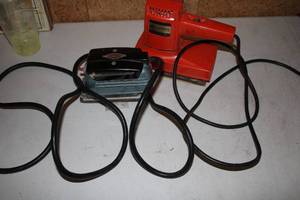 lot 197 image: Vintage Electric Sander by Craftsman - Red and Steel Finish