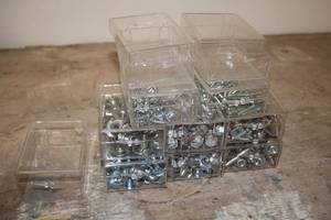 lot 204 image: Collection of Clear Storage Boxes with Assorted Hardware Fasteners and Nuts