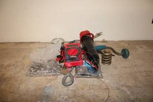lot 315 image: Mixed Lot of Tools Including Digital Multimeter, Screw Eyes, and Hooks