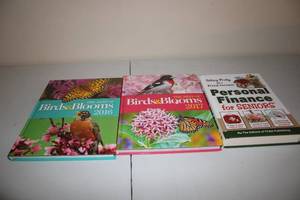 lot 431 image: Collection of 3 Books Birds & Blooms 2016, Birds & Blooms 2017, and Personal Finance for Seniors