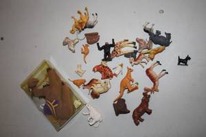 lot 436 image: Collection of 24 Vintage Plastic Animal Figurines with Plush Camel