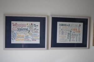 lot 547 image: Set of 2 Framed Christian Cross-Stitch Wall Art
