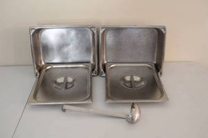 lot 211 image: Commercial Stainless Steel Chafing Dish Set with Serving Ladle