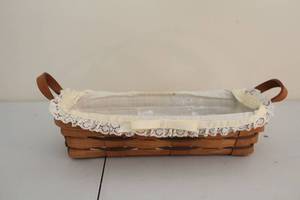 lot 253 image: Longaberger Handwoven Basket with Liner and Handles