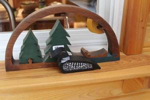 lot 363 image: Handcrafted Wooden Duck Decoy with Decorative Trees