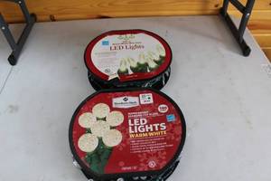 lot 379 image: 2 Sets of Warm White LED String Lights - 180 and 200 Counts