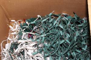 lot 386 image: Box of Mixed Holiday String Lights - Assorted Types and Lengths